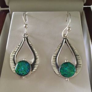 925 fire opal boho earrings